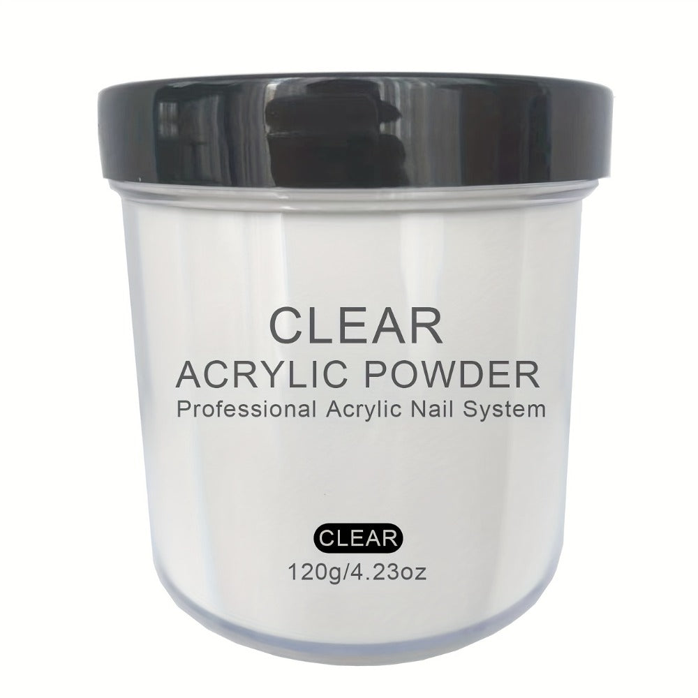 120g Acrylic Nail Powder Jar in Clear, Pinkish, Nude or White for Use with Compatible Acrylic Liquid