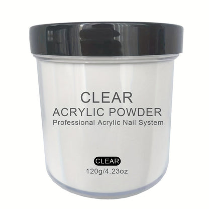 120g Acrylic Nail Powder Jar in Clear, Pinkish, Nude or White for Use with Compatible Acrylic Liquid