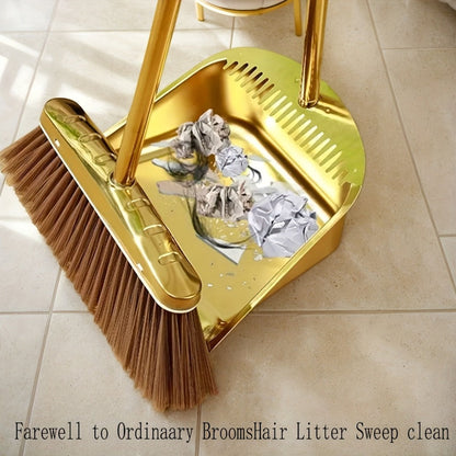 Golden Broom and Dustpan Set with Sectioned Long Handle, Wide Head and Broom-Only or Two-Piece Checkout Options