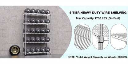 Metal Storage Shelving Unit Heavy Duty Adjustable 4 5 Tier Steel Shelf Rack for Garage Kitchen Pantry Workshop Black Chrome MZG