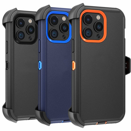 Phone Case Dual-Layer TPU and PC Cover with Rotating Belt Clip Holster and Qi Support for iPhone 14 Models