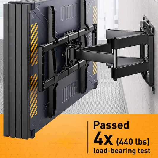 Full Motion TV Wall Mount 40-86 Inch – Holds 132 lbs, Pre-Assembled, Tool-Free Tilt Swivel Extend, VESA 600x400mm, Fits 12/16/18/24" Wood Studs