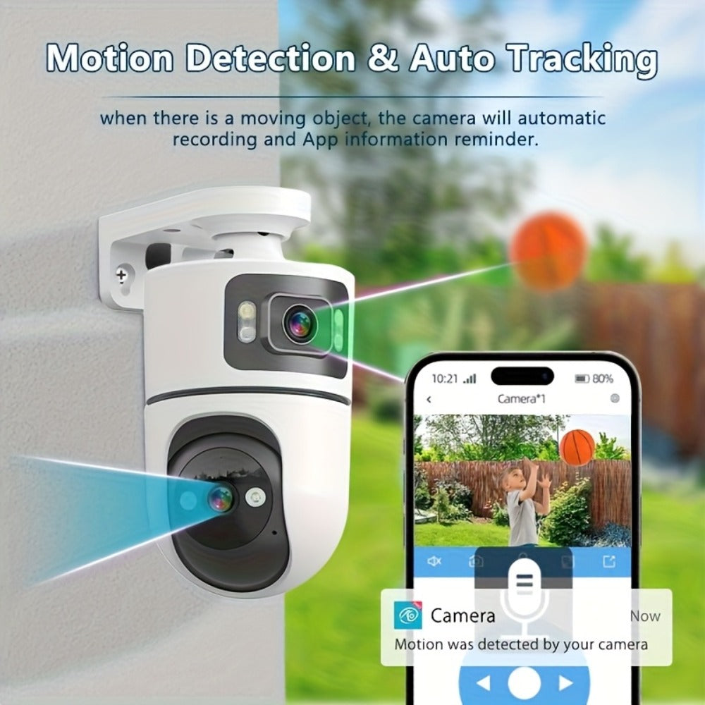Security Camera 4K Dual-Lens Model with 2160P Video, Dual-Band WiFi, Color Night Vision and Tamper Detection