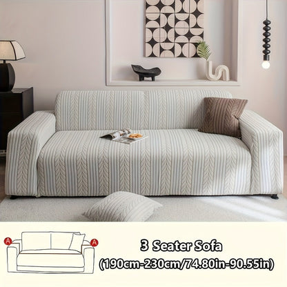 Sofa Cover Stretchy Washable Slipcover for 1 2 3 4 Seater Couch, Zigzag Textured Fabric, Scratch Slip Resistant Furniture Protector, Cream White Light Grey Dark Gray Coffee Brown