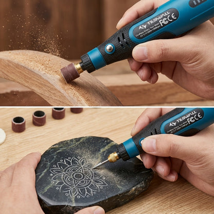 Power Tools 3.7V Mini Cordless Polisher and Sander with USB-C Charging and Blue Handheld Detail Tool
