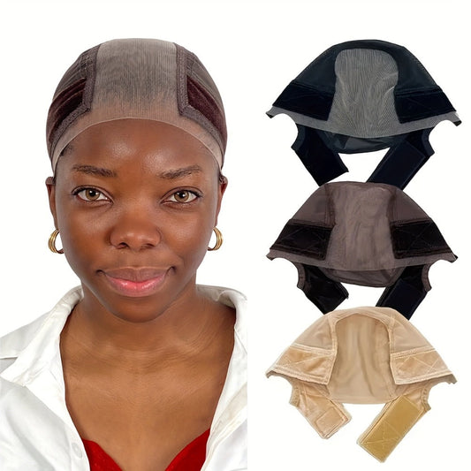 Lace Front Wig Caps Non-Slip Grip Band Glueless 2pcs | Transparent Wide Lace Full Coverage Wig Cap Holder Brown Black Beige for Women Daily Wig Wear