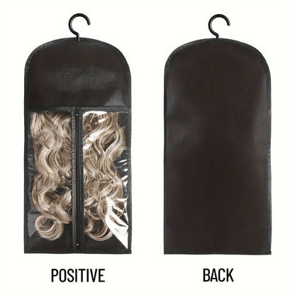 Wig Storage Bags with Hangers 6 Pack Dustproof Large Capacity Zipper Organizer Set for Wigs Hair Extensions Accessories Closet Travel Salon Home Black Non-Woven Fabric