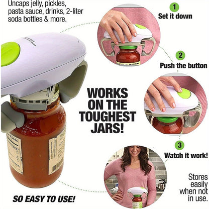 Electric Jar Opener & Bottle Opener – One-Touch Automatic Lid Opener for Arthritic Hands, Seniors & Weak Grip, Battery Operated, Heavy Duty