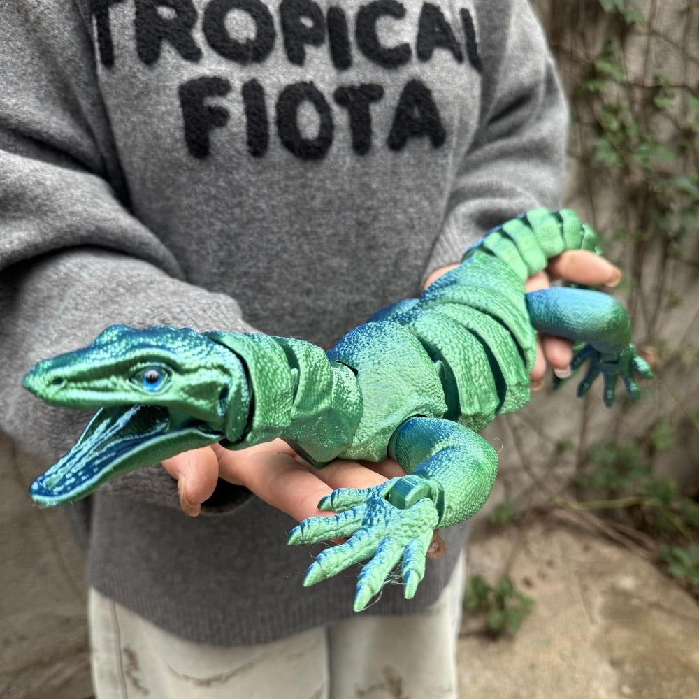 Giant 3D-Printed Lizard Figurine, 21.46-Inch Three-Part Reptile Model with Open Mouth in Seven Color Styles