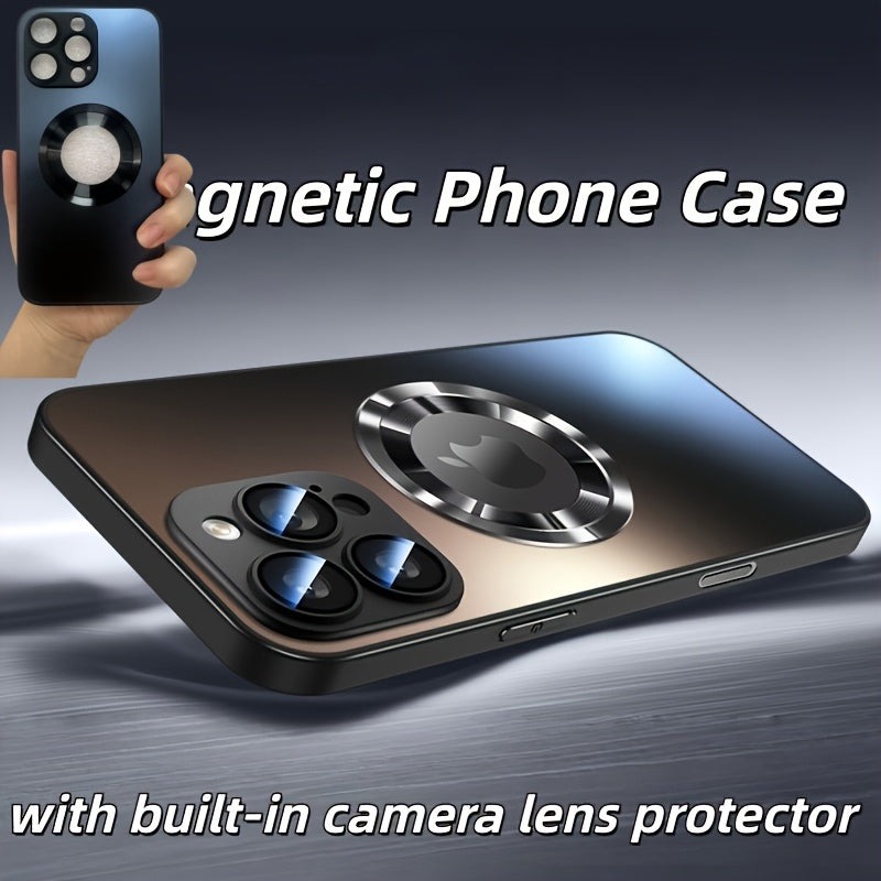 Frosted Glass MagSafe iPhone Case Ultra-Thin with Built-In Lens Film Anti-Drop Skin-Sensitive Protective Cover for iPhone 17 Pro Max 16 Pro 16 Plus 15 Pro Max 14 Pro – Slim Magnetic Wireless Charging