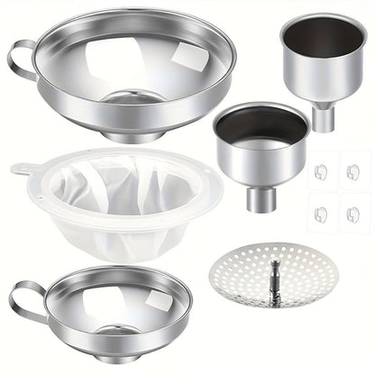 Stainless Steel Funnel Set of 12 Wide Mouth Kitchen Funnels for Mason Jar Canning Liquid Oil Jam Salad Dressing Transferring Multi-Functional Food Grade Funnel Kit