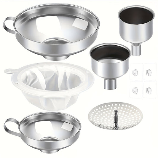 Stainless Steel Funnel Set of 12 Wide Mouth Kitchen Funnels for Mason Jar Canning Liquid Oil Jam Salad Dressing Transferring Multi-Functional Food Grade Funnel Kit