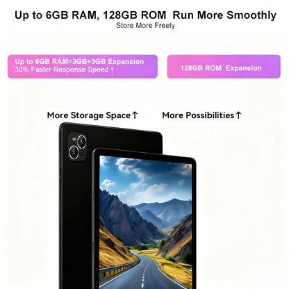 Android Tablet 10.1-Inch with Android 13, 6GB Total RAM, 128GB Internal Storage and Dual 4G LTE SIM