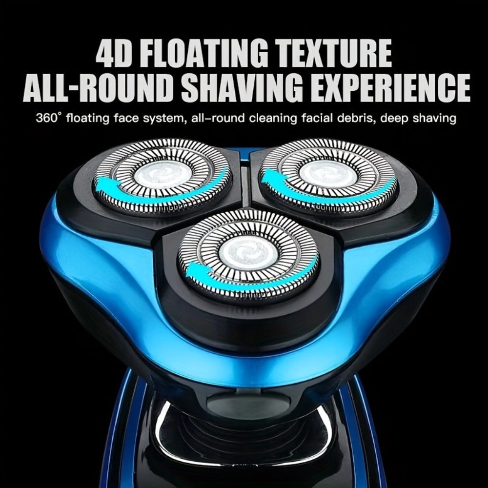 Electric Shaver 3-in-1 Floating-Blade Kit with Nose and Sideburn Trimmers, USB Charging and Digital Display