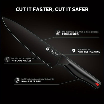 15-Piece Kitchen Knife Set with PP Handle, Professional Chef Knife Set with Block, Stainless Steel Sharp Blade, Ergonomic Non-Slip Handle, Home Cooking & Restaurant Knife Set
