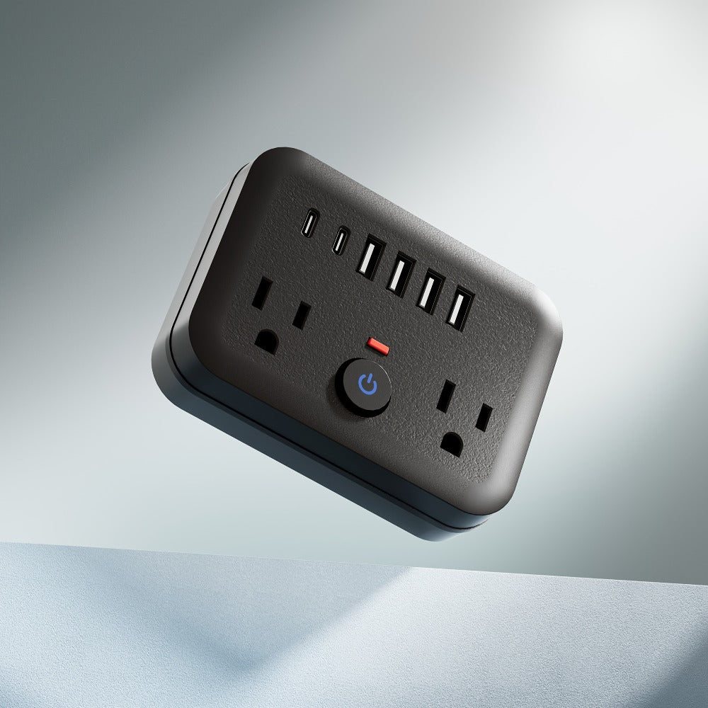Surge Protector Power Strip 8-in-1 Mini Wall Adapter with 2 AC Outlets, 4 USB-A, 2 USB-C and One or Two-Pack Options