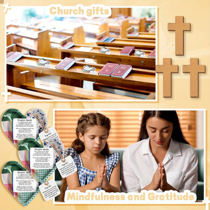 Mini Prayer Quilts 24pcs – Christian Sympathy Gift Set with Cross Heart Pocket & Bible Verse Scripture Panels for Women, Baptism, Hospital Visits, Mother’s Day & Religious Keepsakes