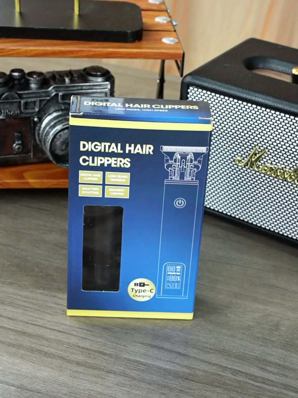 Hair Clipper Cordless Type-C Trimmer with LCD Display, Six Guide Combs and Two Finish Options