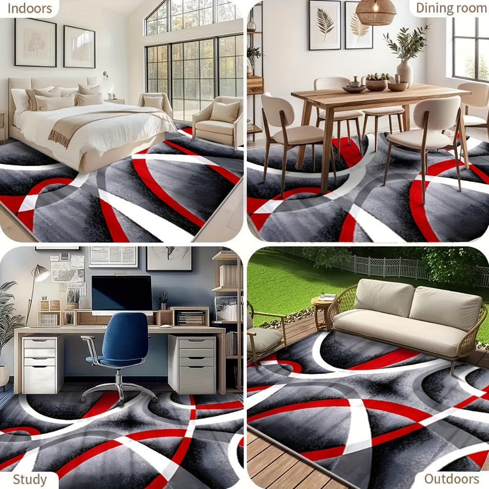 Christmas Area Rug Non-Slip Machine Washable, Abstract Geometric Holiday Mat for Living Room Bedroom Sofa Coffee Table Bedside Dining Kitchen Game Room Indoor Outdoor