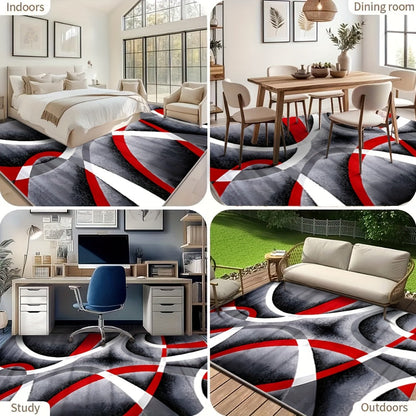 Christmas Area Rug Non-Slip Machine Washable, Abstract Geometric Holiday Mat for Living Room Bedroom Sofa Coffee Table Bedside Dining Kitchen Game Room Indoor Outdoor