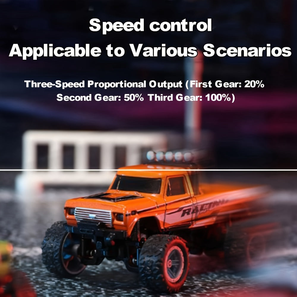 Remote Control Car, 1:64 Scale Alloy Mini Off-Road Truck with 2.4GHz Control, Shock Suspension, Running Lights and Five Colors