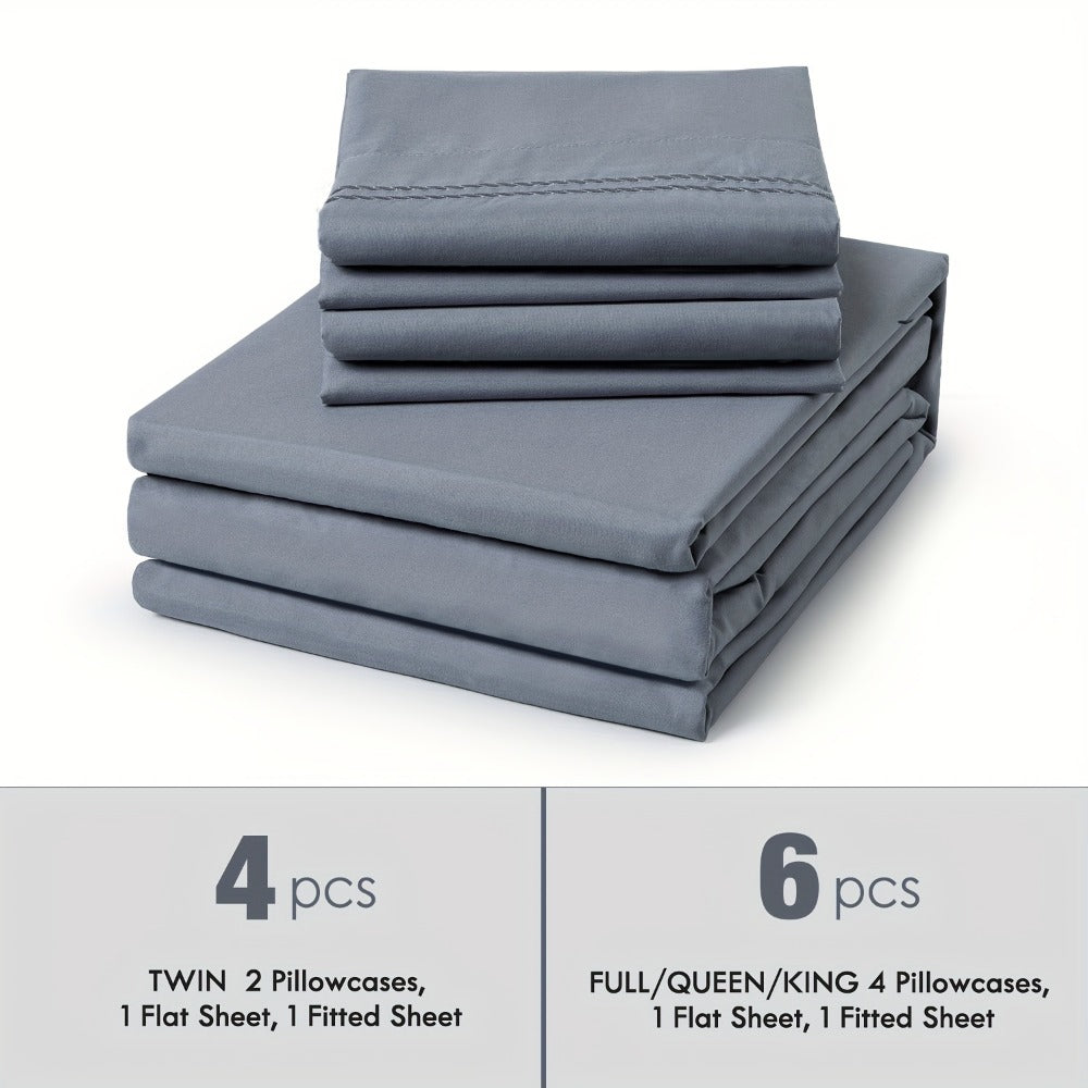 Bed Sheet Set Sanded Polyester Microfiber with 35–39 cm Pocket and Solid or Stripe Pattern Options