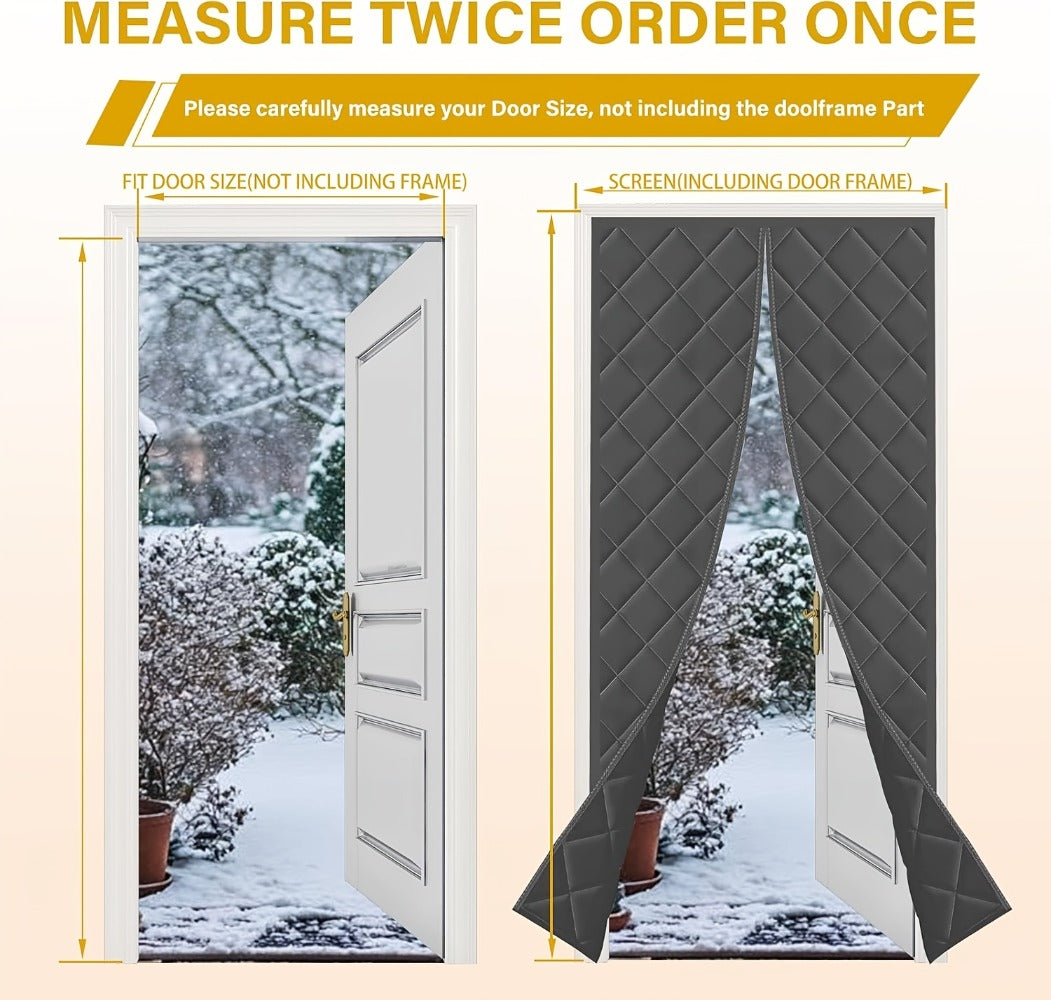 Quilted Magnetic Door Curtain in Grey or Brown with Six Exact Widths and 82.7-Inch Listed Length