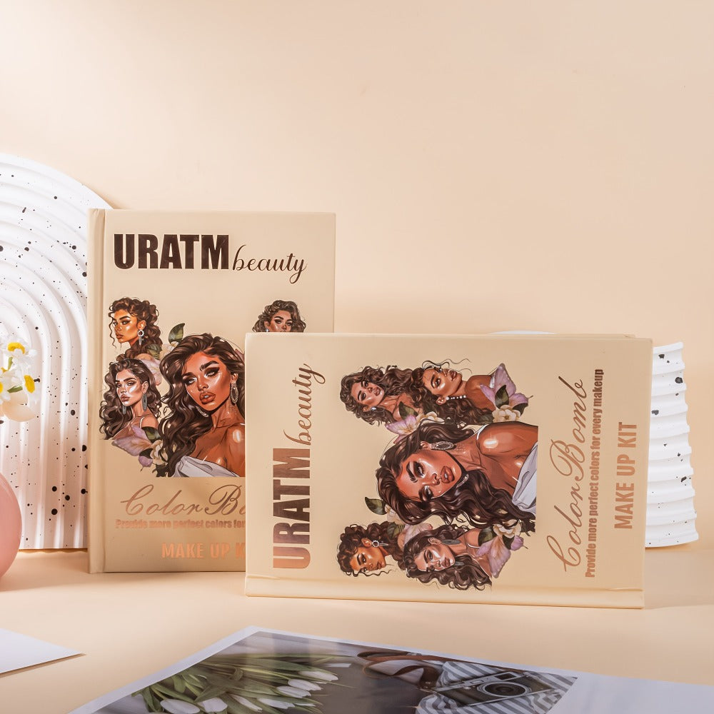 Eyeshadow Palette URATM Beauty 43-Color Book-Style Folding Makeup Kit with Eye and Face Color Pan Groups