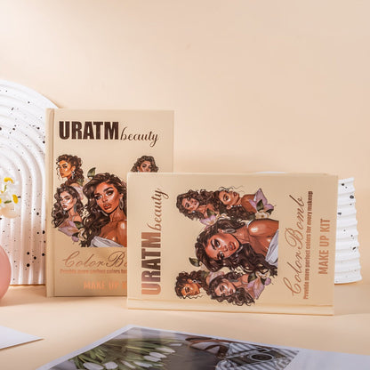 Eyeshadow Palette URATM Beauty 43-Color Book-Style Folding Makeup Kit with Eye and Face Color Pan Groups