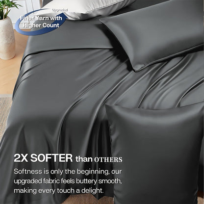 Bed Sheet Set 6-Piece with 17-Inch Pocket, Double-Stitched Edges, Four Bed Sizes and Thirteen Colors