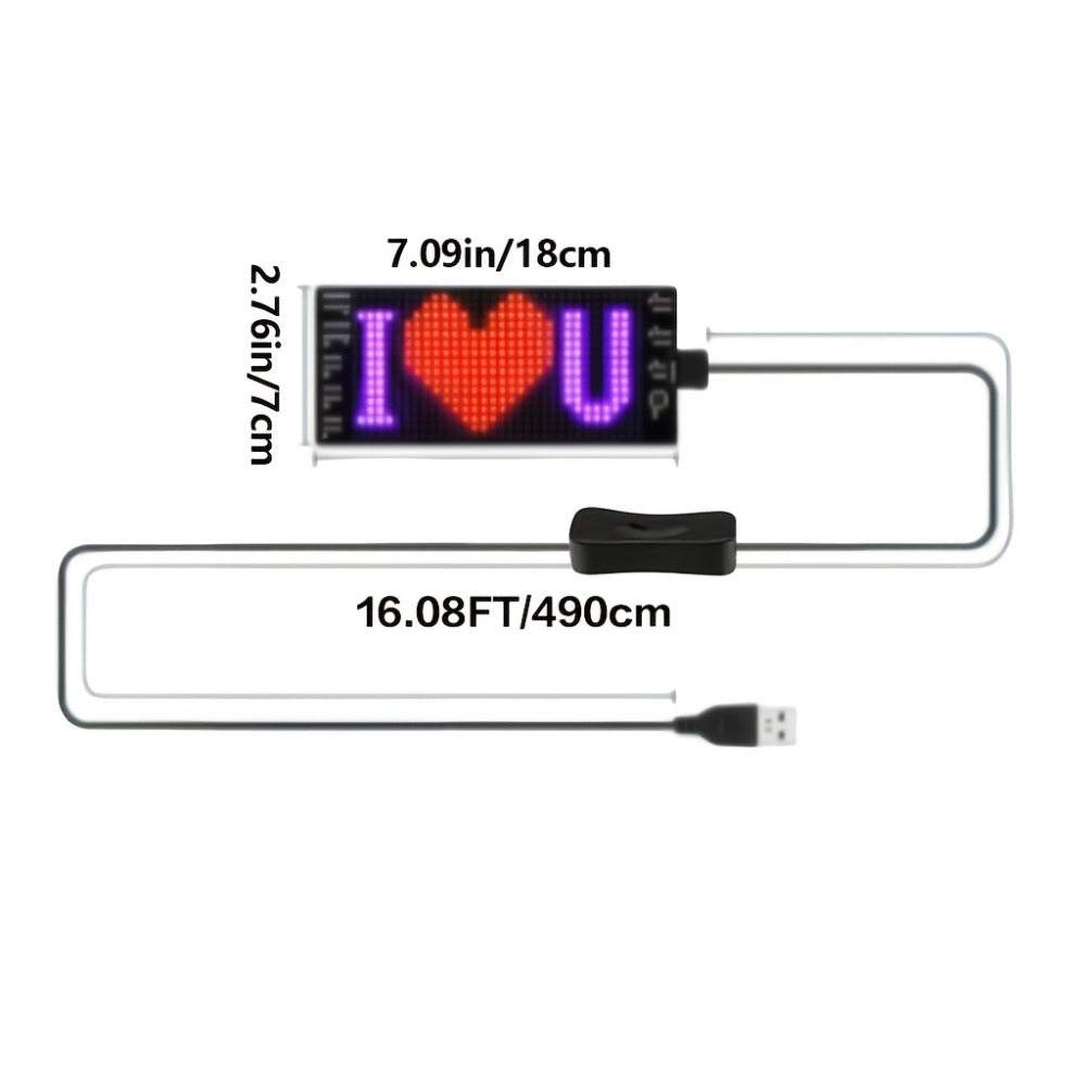 LED Matrix Panel Flexible Programmable Display - Bluetooth APP Control, USB Powered DIY LED Sign Board, Custom Text & Animation for Store Car Hotel Holiday Decoration
