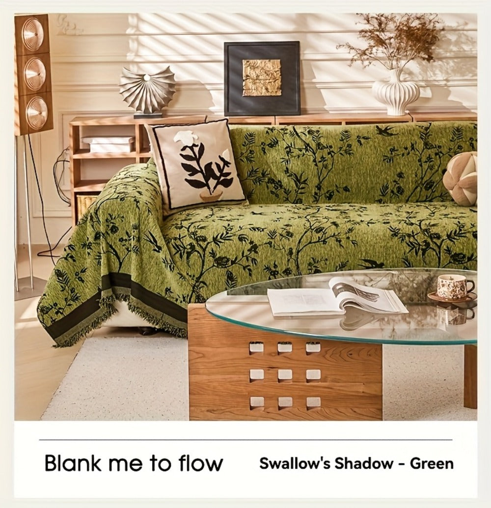 Sofa Cover Chenille Thickened Non-Slip Couch Slipcover Floral Pattern for Living Room Office Pet-Safe All-Season — 1 2 3 4 Seater Sizes