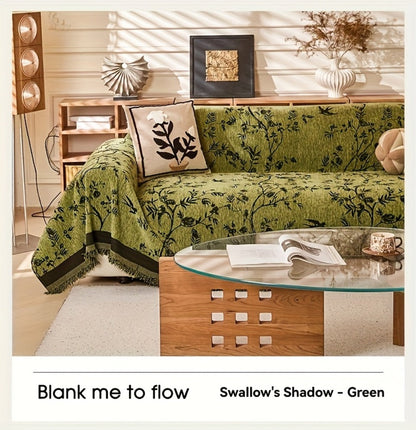 Sofa Cover Chenille Thickened Non-Slip Couch Slipcover Floral Pattern for Living Room Office Pet-Safe All-Season — 1 2 3 4 Seater Sizes