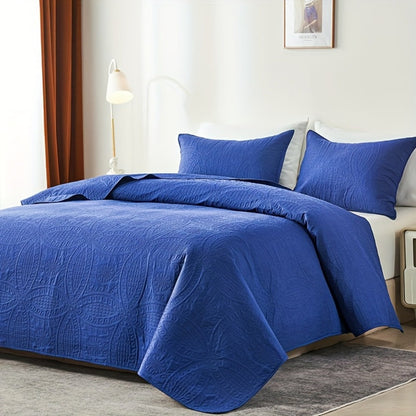 Quilt Set Bedspread with Pillowcases - Lightweight Microfiber Coverlet Twin Full Queen King, Soft Breathable Coin Pattern Comforter Set for Bedroom Dorm School