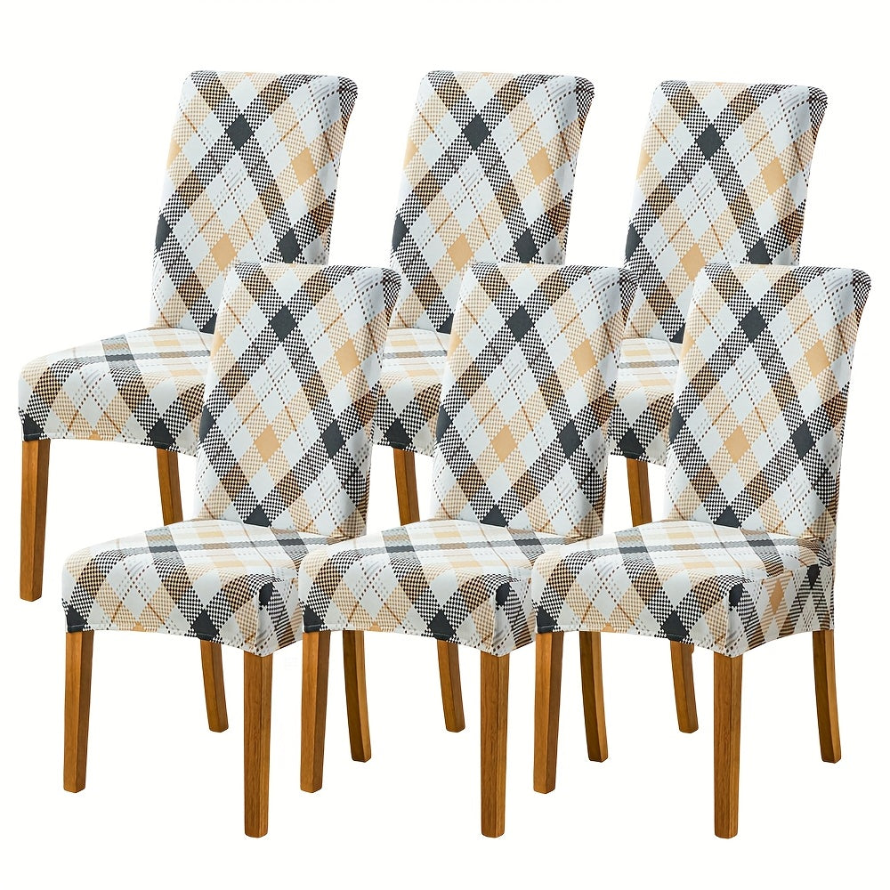 Printed Stretch Dining Chair Covers in Ten Patterns with Four- or Six-Piece Set Checkouts for Parsons Chairs