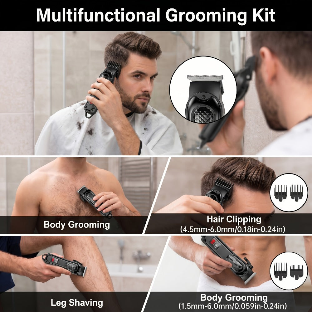2-Piece Hair Clipper Set with Full-Size Clipper, Detail Trimmer, Guide Combs and USB Charging Accessories
