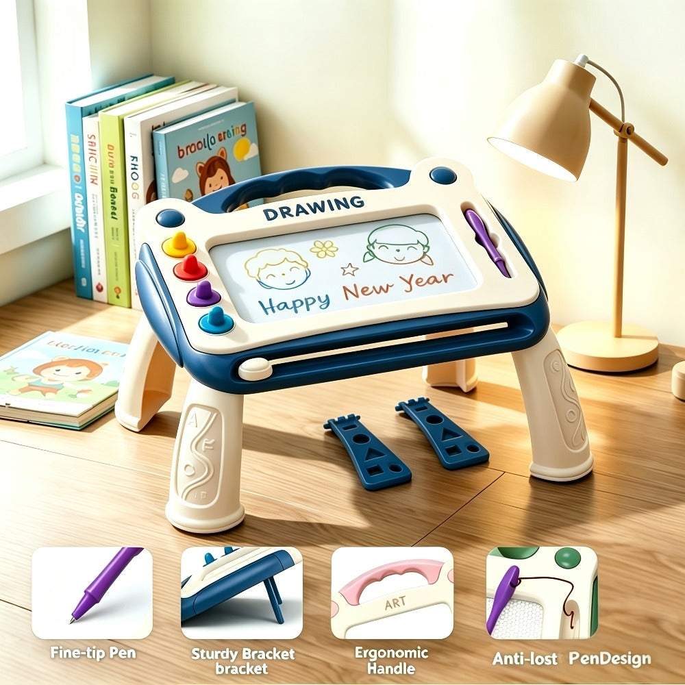 Kids Drawing Board with 4 Stamps 4 Holders and 1 Pen Educational Doodle Board Toy for Boys Girls Toddlers Learning Art Table Desk Birthday Gift