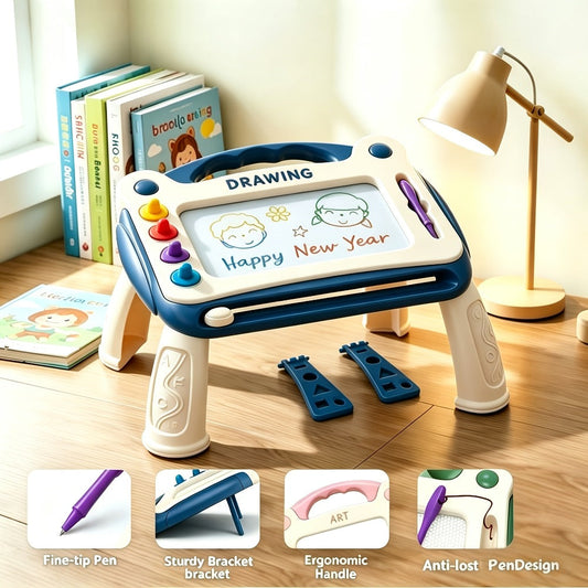 Kids Drawing Board with 4 Stamps 4 Holders and 1 Pen Educational Doodle Board Toy for Boys Girls Toddlers Learning Art Table Desk Birthday Gift