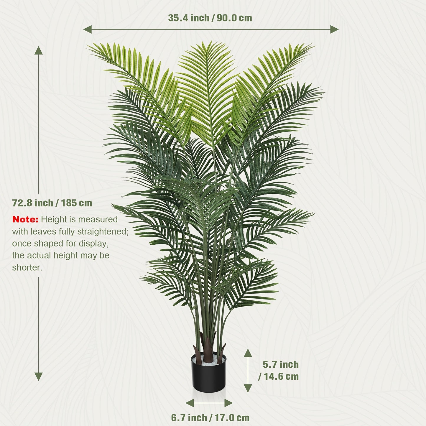 Artificial Areca Palm Tree in 4, 5 or 6-Foot Heights with Frond Count and White Planter Options