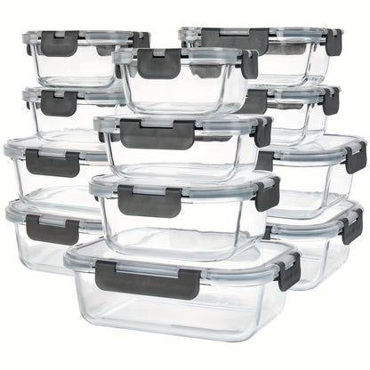 Glass Food Storage Containers with Airtight Lids - Borosilicate Glass Meal Prep Containers Set, Microwave Dishwasher Freezer Safe, BPA Free, Leak Proof Lunch Containers for Kitchen