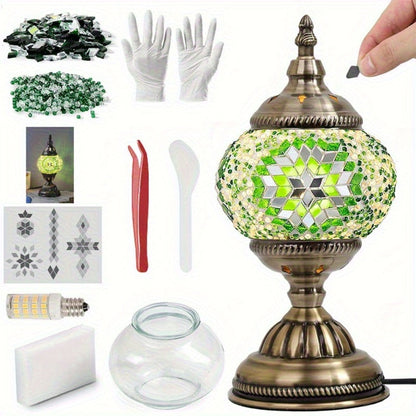 Moroccan Table Lamp Handmade DIY Turkish Lamp Dimmable Glass Metal Brass Bohemian Bedside Night Light with Remote for Bedroom Living Room Office Vintage Boho Home Decor Gift Multiple Colors