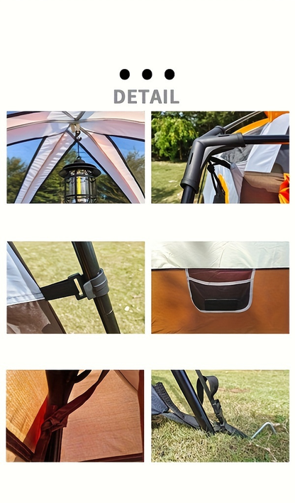 Camping Tent Two-Room Family Cabin with Shared Hall, Mosquito-Net Panels and Two Capacity Options
