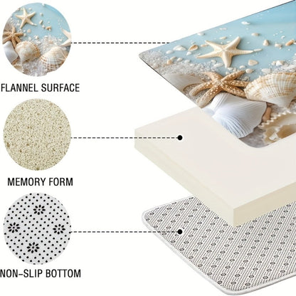 Sea Star and Shell Shower Curtain with One-Piece or Four-Piece Bathroom Set Checkout Options