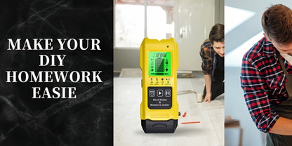 Stud Finder Wall Scanner 7-in-1 LCD Display Sound Alert | Wood Deep Stud Metal AC Wire Moisture Meter Temperature Sensor | Center-Finding Digital Wall Detector for DIY Home Renovation Construction