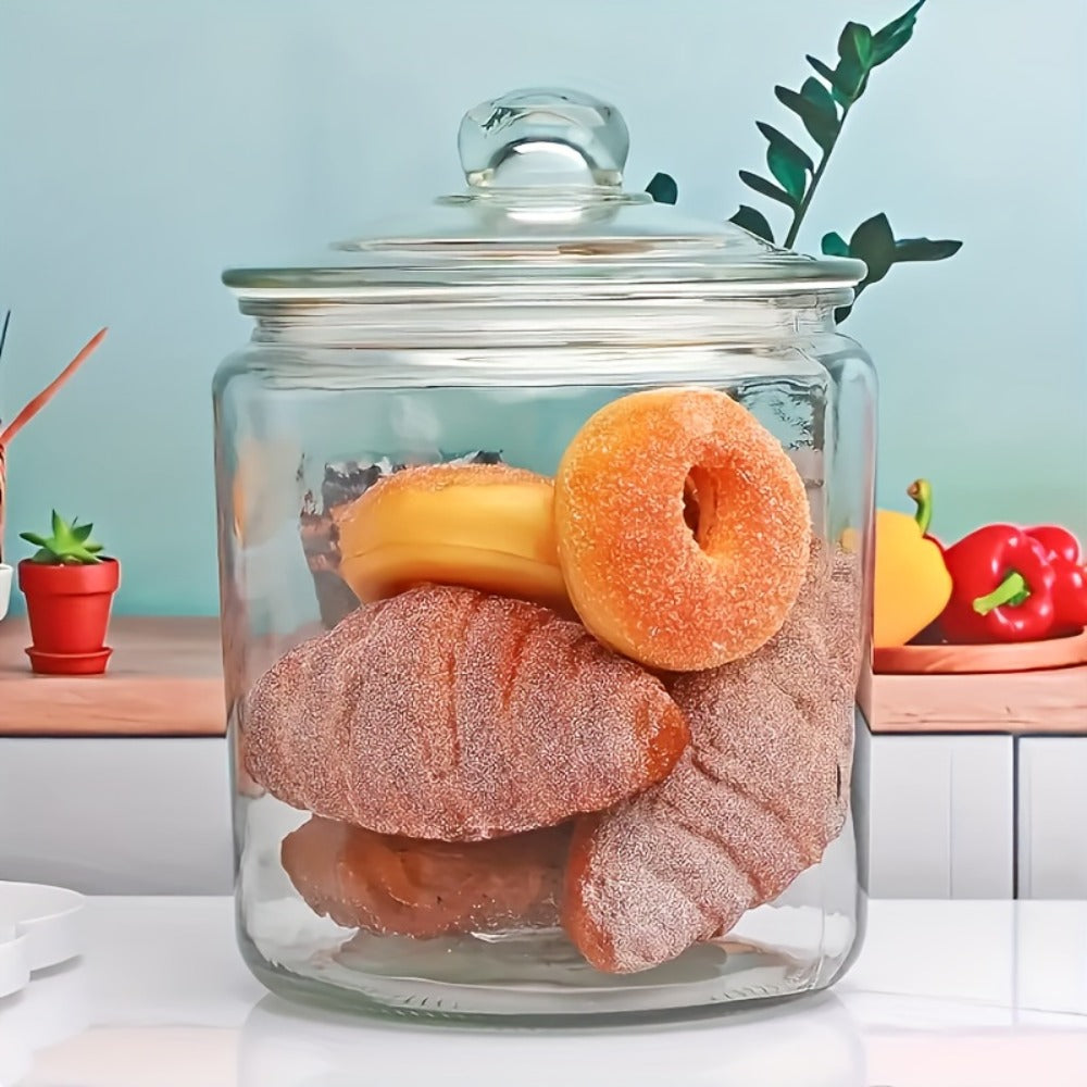 Two-Piece Round Glass Pantry Jar Set with Flip-Top Lids for Cookies, Candy and Pasta Storage