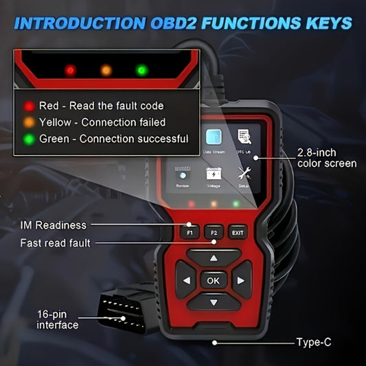 OBD2 Scanner Tool V519 - Professional Code Reader for Check Engine Light, Live Data & Diagnostic Trouble Codes | Works on All 1996+ Cars
