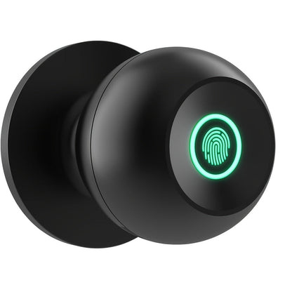 K10 Rechargeable Smart Door Knob with Fingerprint & App Control - 3-in-1 Keyless Entry, Entrance/Passage/Privacy Mode, Built-In Lithium Battery, No Battery Replacement, Matte Black & Brushed Nickel