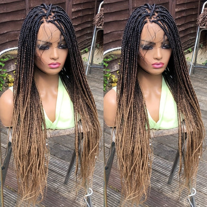 Long Box-Braid Wig with Full Lace Cap in 26- or 38-Inch Lengths and Four Lettered Color Options