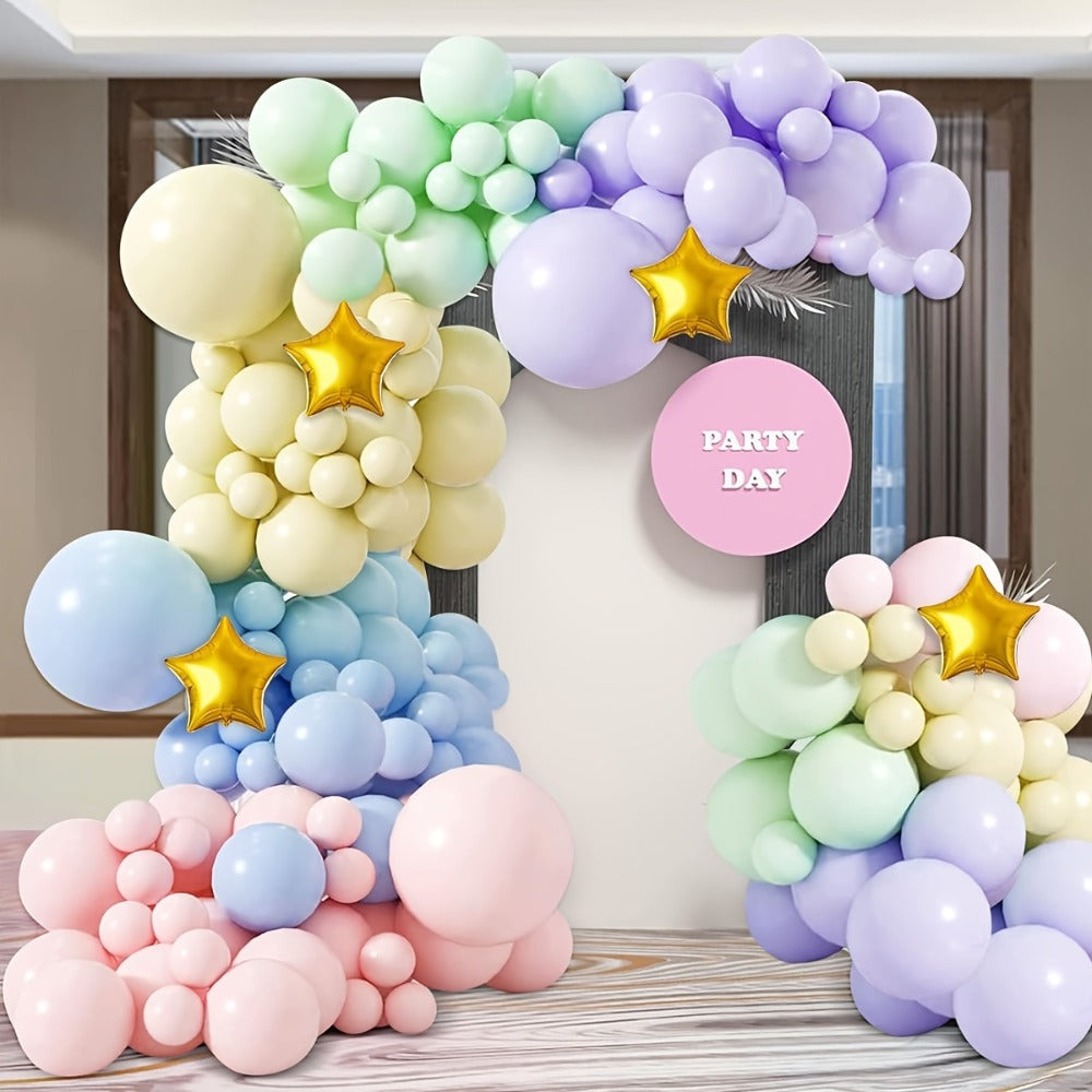 Pastel Balloon Set 370pcs – 10 & 5 Inch Macaron Latex Balloons with Wreath Kit for Birthday Party, Wedding, Graduation & Celebration Decorations