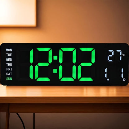 Digital Wall Clock with 16 Inch LED Color Display and Smart Auto-Dimming 10-Level Brightness